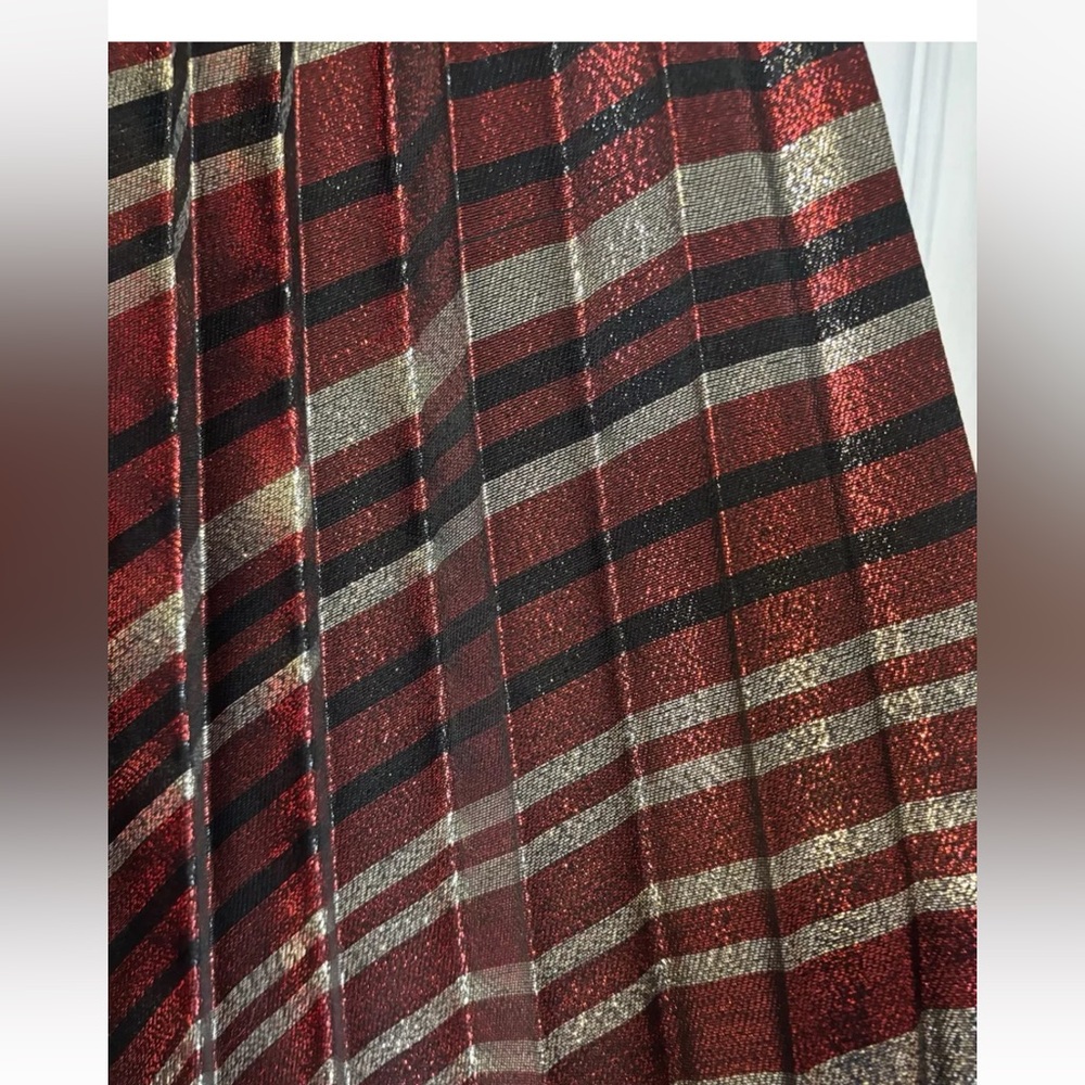 Zara metallic striped pleated skirt m